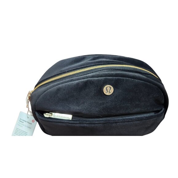 Lululemon Go Getter Zip Pouch Mini Velour Black With Gold Zipper Makeup - Picture 1 of 10